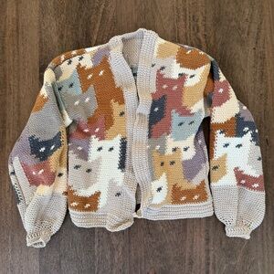 Handmade Crochet Cat Cardigan Sweater